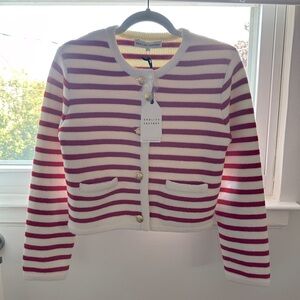 NWT English Factory Cardigan Red Stripes in XS